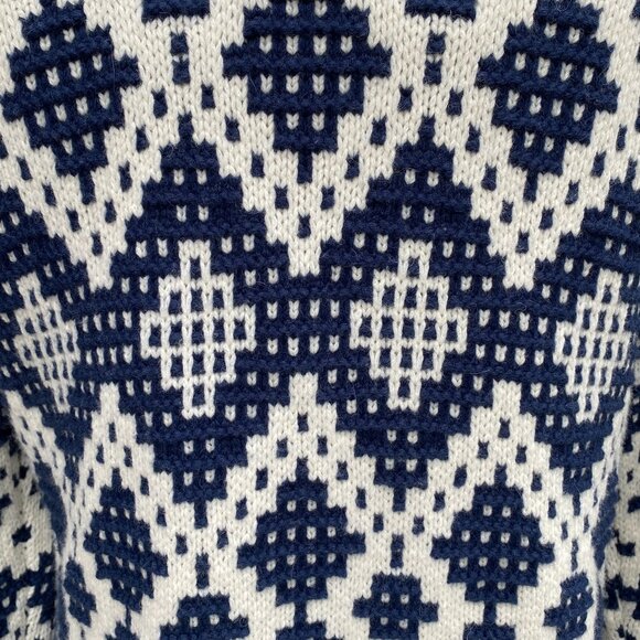 Madewell Contrast Fair Isle Cardigan Blue Open Nordic Alpaca Wool Chunky Cozy-XS - Picture 6 of 13